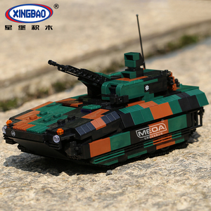星堡积木豹2a6履带式坦克军事德军拼装人仔美洲狮步兵战车玩具