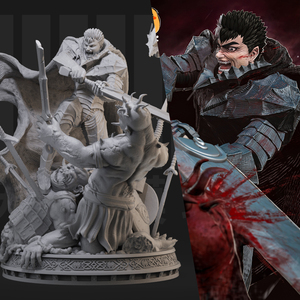 格斯屠魔 剑风传奇 1/24白模gk手办 35比例兵人3d打印模型 495