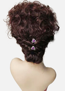 小函假发女真发头盘发蓬松自盘发八十年代复古阔太太盘发旗袍发型