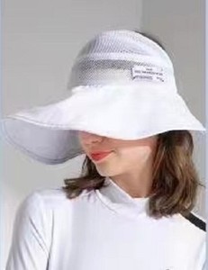 新款高尔夫女士大檐防晒空顶帽轻柔透气吸湿快干时尚遮阳女盆帽