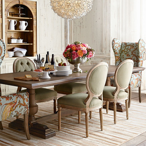 实木美式餐桌复古创意大板桌法式轻奢做旧长桌原木休闲家用会客桌