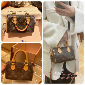 代购 lv/路易威登女包 nano speedy 老花mini枕头包斜挎包m81085