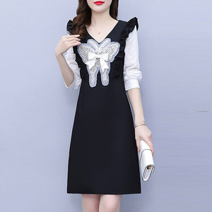 大码女装v领假两件秋装-淘宝拼多多热销大码女装v领假两件秋装货源拿