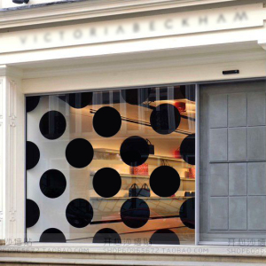 服装店咖啡店甜品店网红打卡小红书玻璃橱窗贴纸 黑色波点贴圆形