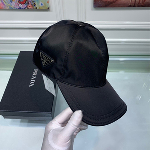 普拉达鸭舌帽男夏经典三角标尼龙prada棒球帽女遮阳休闲防晒帽子