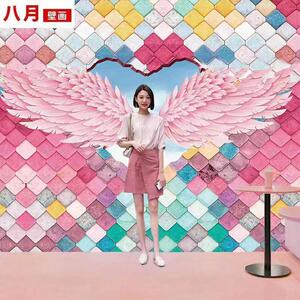 北欧风ins墙纸少女心马卡龙壁纸网红打卡拍照直播背景墙装饰壁画