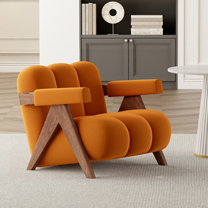 网红极简单椅北欧客厅单人沙发设计师休闲沙发椅侘寂风阳台老虎椅