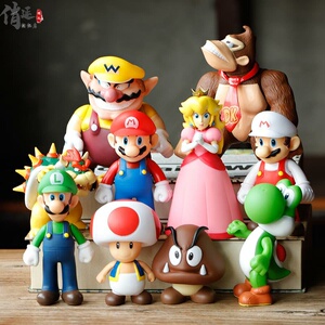 大号玛丽超级马里奥路易基公主公仔模型手办玩具人偶摆件蛋糕装饰