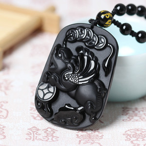 开光天然黑曜石祥安灵阁鸿财大展貔貅吊坠2021年护禄貔貅一甲镇财