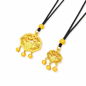 长命锁男女情侣情侣儿童小孩宝宝平安锁金店同款仿黄金镀金项链