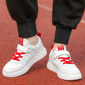 儿童鞋子2022夏季新款男童运动鞋软底透气中大童春秋皮面小白板鞋