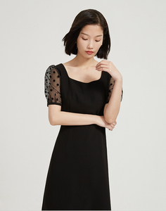 纳2021春国内正品代购赫本风小黑裙连衣裙 214p62540