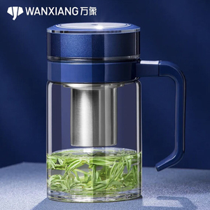 茶杯万象单层玻璃杯加厚带把手办公家用大容量高档老板杯u2111人付款