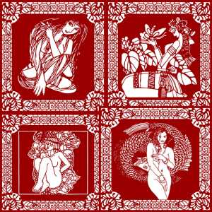 剪纸电子稿现代12美女仕女图精细刻纸剪纸练习稿