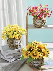 冰箱上面摆的花摆件顶立式空调上方放装饰花假花仿真花摆设客厅桌