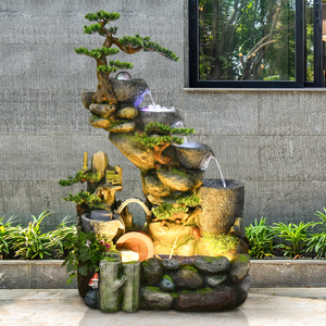 假山流水喷泉小型鱼池顶楼阳台装饰花园布置庭院循环造景景观摆件