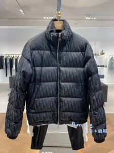 dior/迪奥 21fw新款老花暗纹满印字母logo休闲立领羽绒服男外套女