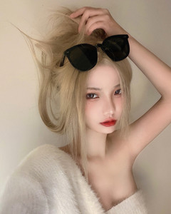 【奶油浅金】前额蕾丝浅金发中分透气直发 假发原创定制