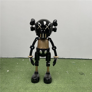 创意骷髅头考斯卡通机器人雕塑商业街网红店铺瓶子打卡理发店摆件