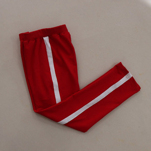 春秋冬季中小学生纯棉校服裤红色校裤拼白宽道舒适运动班裤加绒裤