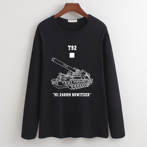 纯棉同款长袖T恤打底衫 纯棉军事迷坦克T92游戏周边世界衣服军武