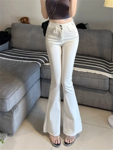 辣妹微喇牛仔裤女春装2024新款白色显瘦喇叭裤修身小个子马蹄裤子