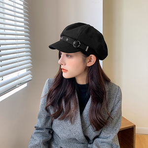 贝雷帽子女韩版潮春秋薄款百搭网红鸭舌帽英伦复古日系夏季八角帽