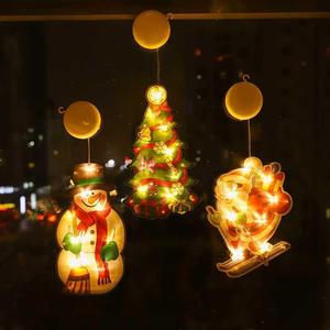 吸盘亚马逊现货圣诞节圣诞店铺灯led窗贴彩灯橱窗灯窗挂灯装饰