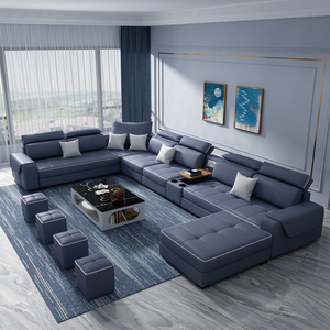 布艺沙发现代简约客厅整装组合大户型科技布乳胶u型轻奢意式沙发