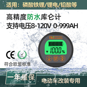 TR16H防水库仑计 48V60V72V电瓶锂电池电动车精准剩余电量显示器