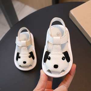 夏款女童牛皮学行鞋0-3周岁半男婴儿软底轻巧学走路凉鞋真皮卡通1