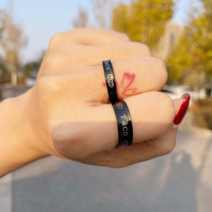 蒂芙尼tiffany官网戒指女925纯银1837款黑钛指环情侣对戒生日礼物