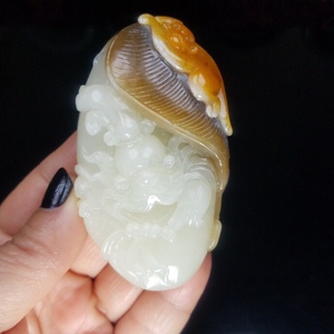 俄料和田玉黄皮糖白玉齐天大圣玉坠挂件孙悟空猴王男女款带证书