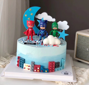 蒙面睡衣小英雄儿童卡通创意蛋糕装饰摆件生日蛋糕装饰玩具摆件