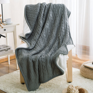 全棉北欧沙发休闲盖毯加绒加厚粗毛线编织办公室午睡纯棉针织毛毯