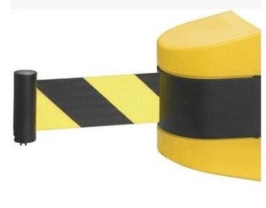 塑料挂壁式警戒线挂墙隔离带伸缩带排队黑黄警示带2米3米5米10米
