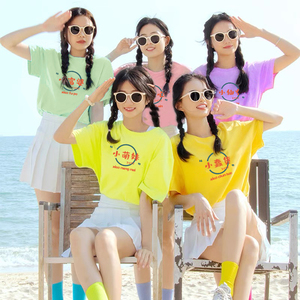 宿舍三四五人闺蜜装t恤女彩色短袖夏姐妹团聚会旅游拍照衣服定制