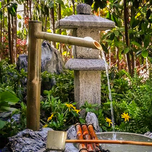 日式水景喷泉景观竹子流水器户外庭院循环小型鱼池通用别墅家用泵