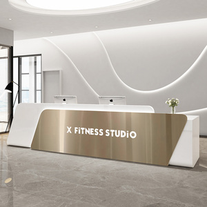 公司前台接待台烤漆吧台收银台简约现代异形办公迎宾台医美咨询台