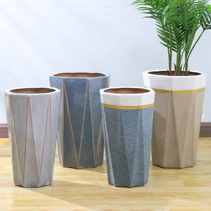 八角简约陶瓷特大号高筒落地极简约花盆金钱树发财树盆送托盘包邮