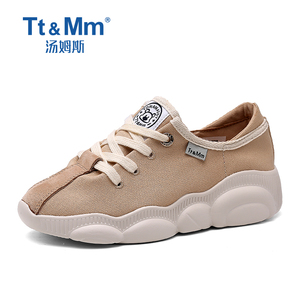 Tt&Mm/汤姆斯女鞋春夏季纯色帆布鞋系带小熊鞋软底休闲运动老爹鞋