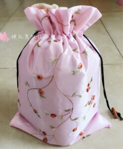 丝绸丝缎束口袋旅行收纳袋空姐平底鞋鞋袋睡衣家居服收纳袋袋子