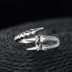 q-羽洛诗银饰个性龙爪男士戒指 韩版霸气简约指环潮人饰品戒子单