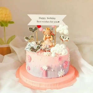 女宝宝生日蛋糕装饰摆件儿童生日派对周岁满月十二月花语娃娃装扮