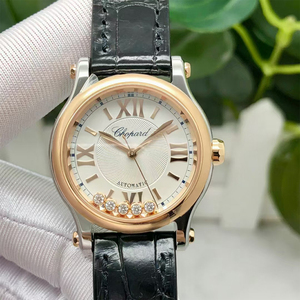 chopard萧邦快乐钻5钻女士30mm玫瑰金自动机械手表278573-6013
