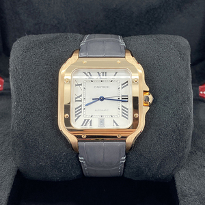 cartier卡地亚山度士系列18k玫瑰金自动机械日历男士手表wgsa0019