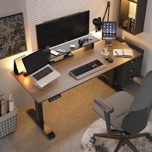 智芯实木电动升降电脑桌站立式可升降桌家用调节书桌升降工作台