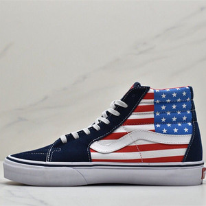 春秋万斯 sk8-hi 美国国旗印花男鞋经典高帮复古女鞋休闲情侣板鞋