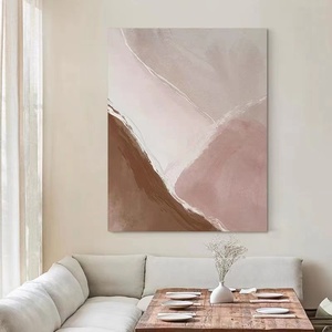 手绘油画北欧风格莫兰迪色客厅装饰画简约抽象侘寂风玄关艺术挂画