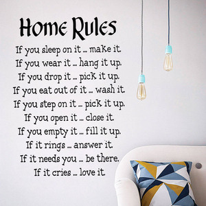 gb184 英文箴言贴纸 home rules家训家规 外贸环保精雕墙贴 货源
